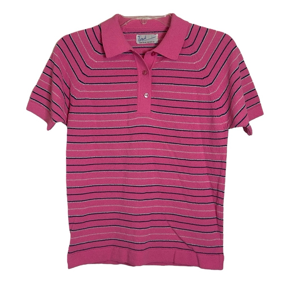 EXMOOR DIMMER SKIMMER Vintage Pink Striped Short Sleeve Top